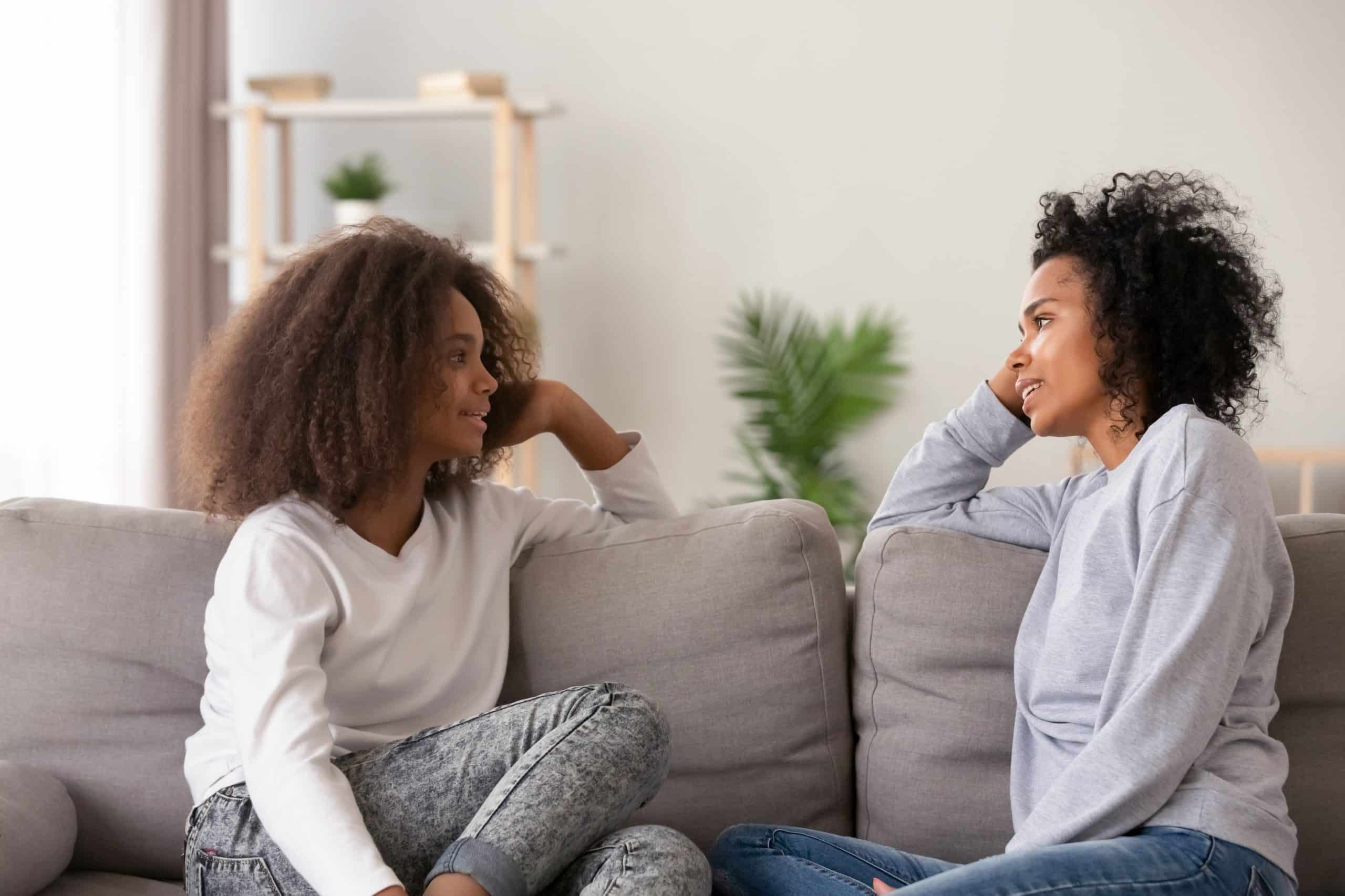 stock image of a mom speaking with her daughter about eating disorder interventions in Huntington Beach, CA